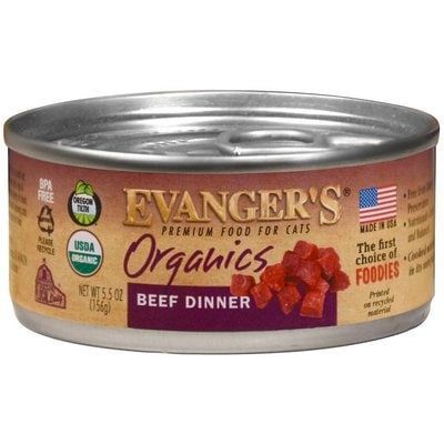 Evanger's Evanger's Organics Beef Dinner Grain-Free Canned Cat Food, 5.5-oz, case of 24