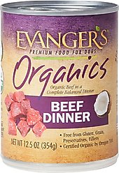 Evanger's Organics Beef Dinner Grain-Free Canned Dog Food, 12.5-oz, case of 12