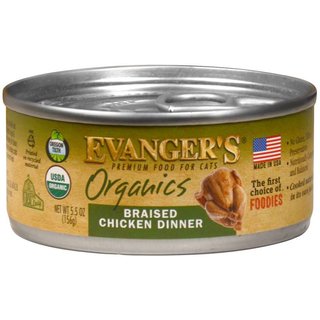 Evanger's Organics Braised Chicken Dinner Canned Cat Food, 5.5-oz, case of 24 slide 1 of 3