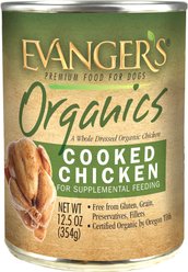 Evanger's Organics Cooked Chicken Grain-Free Canned Dog Food, 12.5-oz, case of 12