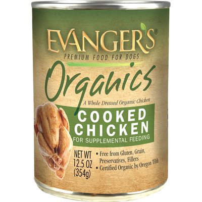 Evanger's Evanger's Organics Cooked Chicken Canned Dog Food, 13-oz, case of 12