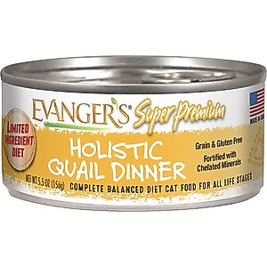 Evanger's Super Premium Quail Dinner Grain-Free Canned Cat Food, 5.5-oz, case of 24