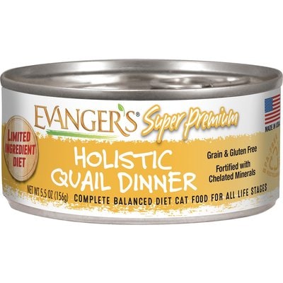 Evanger's Evanger's Super Premium Quail Dinner Grain-Free Canned Cat Food, 5.5-oz, case of 24