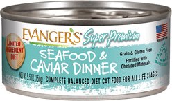 Evanger's Super Premium Seafood & Caviar Dinner Grain-Free Canned Cat Food, 5.5-oz, case of 24
