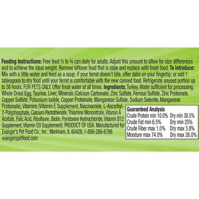Show full view: Evanger's Turkey Wet Ferret Food, 6-oz can, case of 12 slide 2 of 9