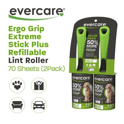 Show full view: Evercare Pet Plus Extreme Stick Ergo Grip Pet Lint Roller, 70 sheets twin pack slide 2 of 8