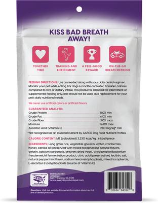 Show full view: Every Day Naturals No Brush Bursts Cool Peppermint Bites Dental Dog Treats, 4-oz bag slide 3 of 6