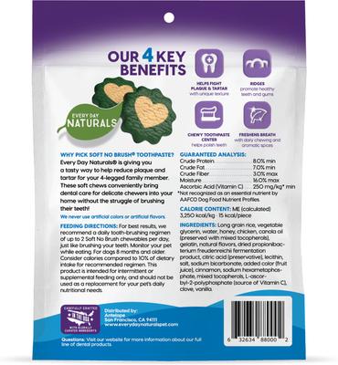 Show full view: Every Day Naturals Soft No Brush Toothpaste Large Dental Dog Treats, 14-oz bag slide 3 of 6