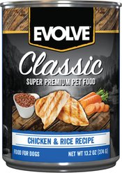 Evolve Classic Chicken & Rice Recipe Canned Dog Food, 13.2-oz, case of 12
