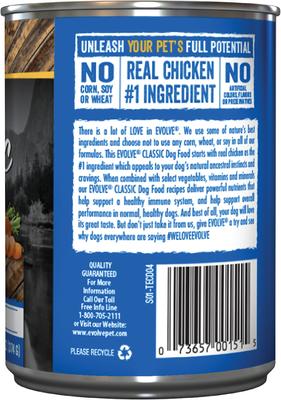 Show full view: Evolve Classic Chicken & Rice Recipe Canned Dog Food, 13.2-oz, case of 12 slide 4 of 11