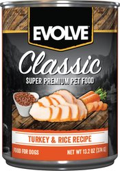 Evolve Classic Turkey & Rice Recipe Canned Dog Food, 13.2-oz, case of 12