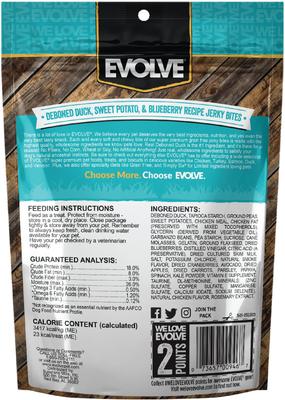 Show full view: Evolve Duck, Pea & Blueberry Jerky Bites Dog Treats, 12-oz bag slide 3 of 8