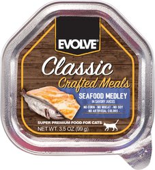 Evolve Evolve Classic Crafted Meals Seafood Medley Recipe Pate Wet Cat Food, 3.5-oz can, case of 15