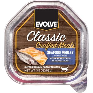 Evolve Evolve Classic Crafted Meals Seafood Medley Recipe Pate Wet Cat Food, 3.5-oz can, case of 15