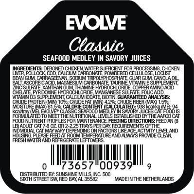 Show full view: Evolve Evolve Classic Crafted Meals Seafood Medley Recipe Pate Wet Cat Food, 3.5-oz can, case of 15 slide 3 of 11