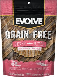 Evolve Salmon & Sweet Potato Recipe Jerky Bites Grain-Free Dog Treats, 12-oz bag
