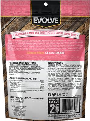 Show full view: Evolve Salmon & Sweet Potato Recipe Jerky Bites Grain-Free Dog Treats, 12-oz bag slide 3 of 11