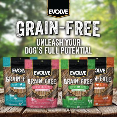 Show full view: Evolve Salmon & Sweet Potato Recipe Jerky Bites Grain-Free Dog Treats, 12-oz bag slide 7 of 11