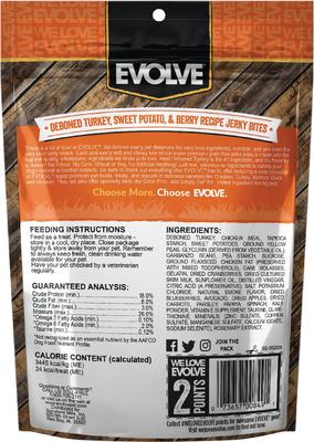 Show full view: Evolve Turkey, Pea & Berry Recipe Jerky Bites Grain-Free Dog Treats, 12-oz bag slide 3 of 11
