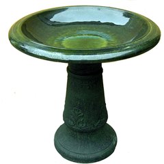 Exaco Florentine Marbleized Bird Bath, 2-gal, Green