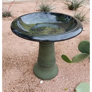 Exaco Florentine Marbleized Bird Bath, 2-gal, Green