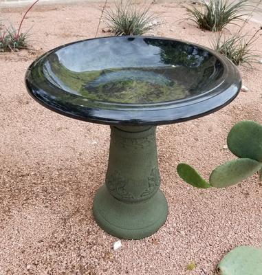 Show full view: Exaco Florentine Marbleized Bird Bath, 2-gal, Green slide 2 of 6