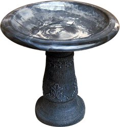 Exaco Florentine Marbleized Bird Bath, 2-gal, Ivory/Black