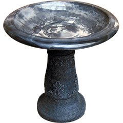 Exaco Florentine Marbleized Bird Bath, 2-gal, Ivory/Black