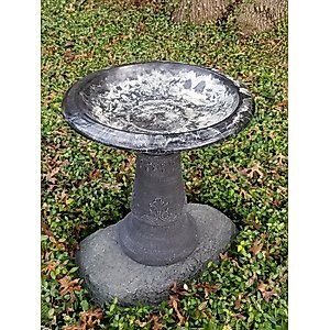 Exaco Florentine Marbleized Bird Bath, 2-gal, Ivory/Black