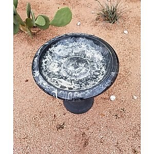 Exaco Florentine Marbleized Bird Bath, 2-gal, Ivory/Black