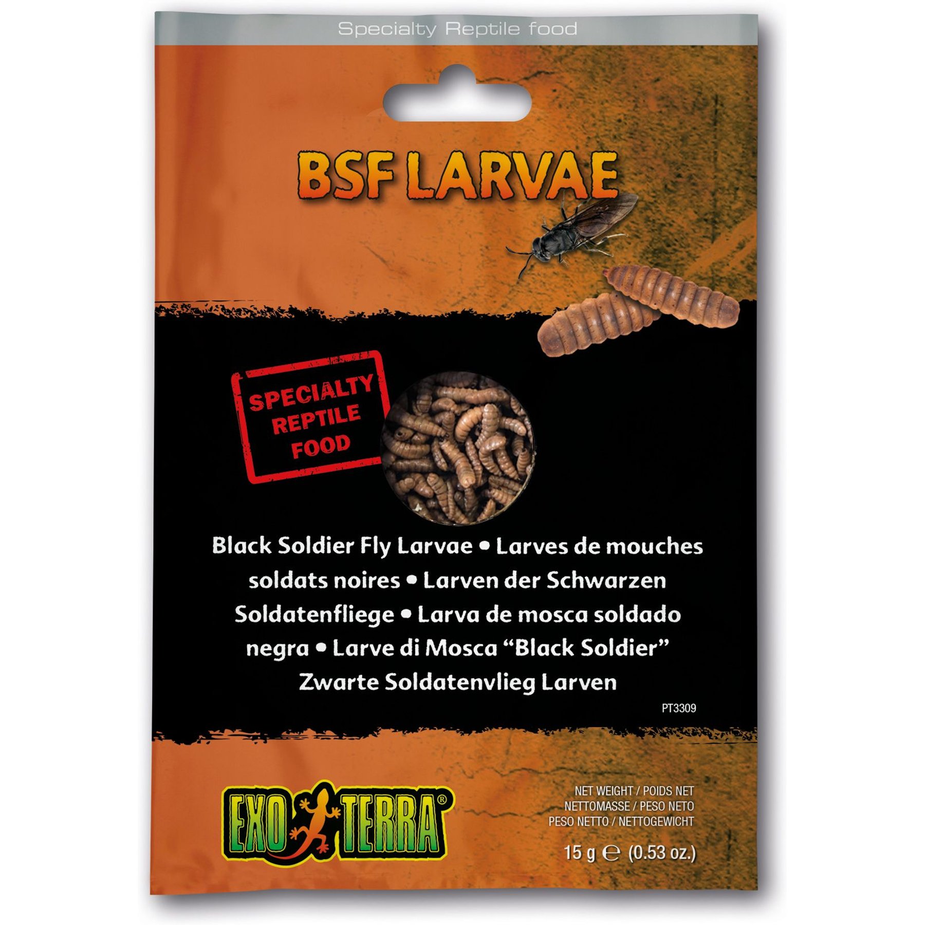 Exo Terra BSF Larvae Vacuum Packed Reptile Food, 0.53-oz bag