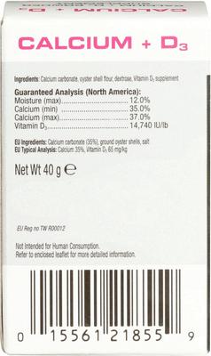 Show full view: Exo Terra Calcium + Vitamin D3 Powder Reptile Supplement, 1.4-oz box slide 8 of 9