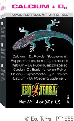 Show full view: Exo Terra Calcium + Vitamin D3 Powder Reptile Supplement, 1.4-oz box slide 6 of 9