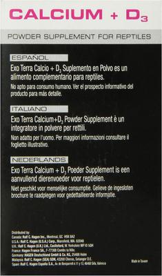 Show full view: Exo Terra Calcium + Vitamin D3 Powder Reptile Supplement, 3.2-oz box slide 5 of 6