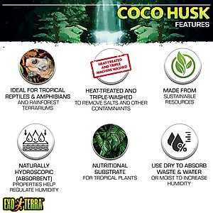 Exo Terra Coco Husk Brick Tropical Terrarium Reptile Substrate, 8-qt