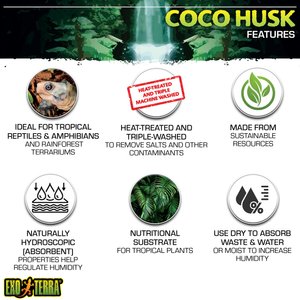 Exo Terra Coco Husk Tropical Terrarium Reptile Substrate, 4-qt