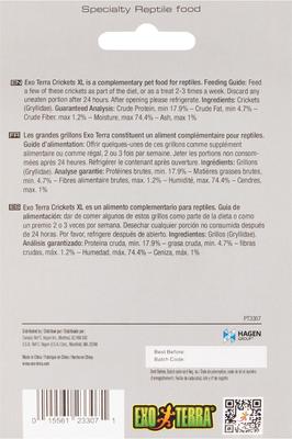 Show full view: Exo Terra Crickets X-Large Vacuum Packed Reptile Food, 0.53-oz bag slide 2 of 3