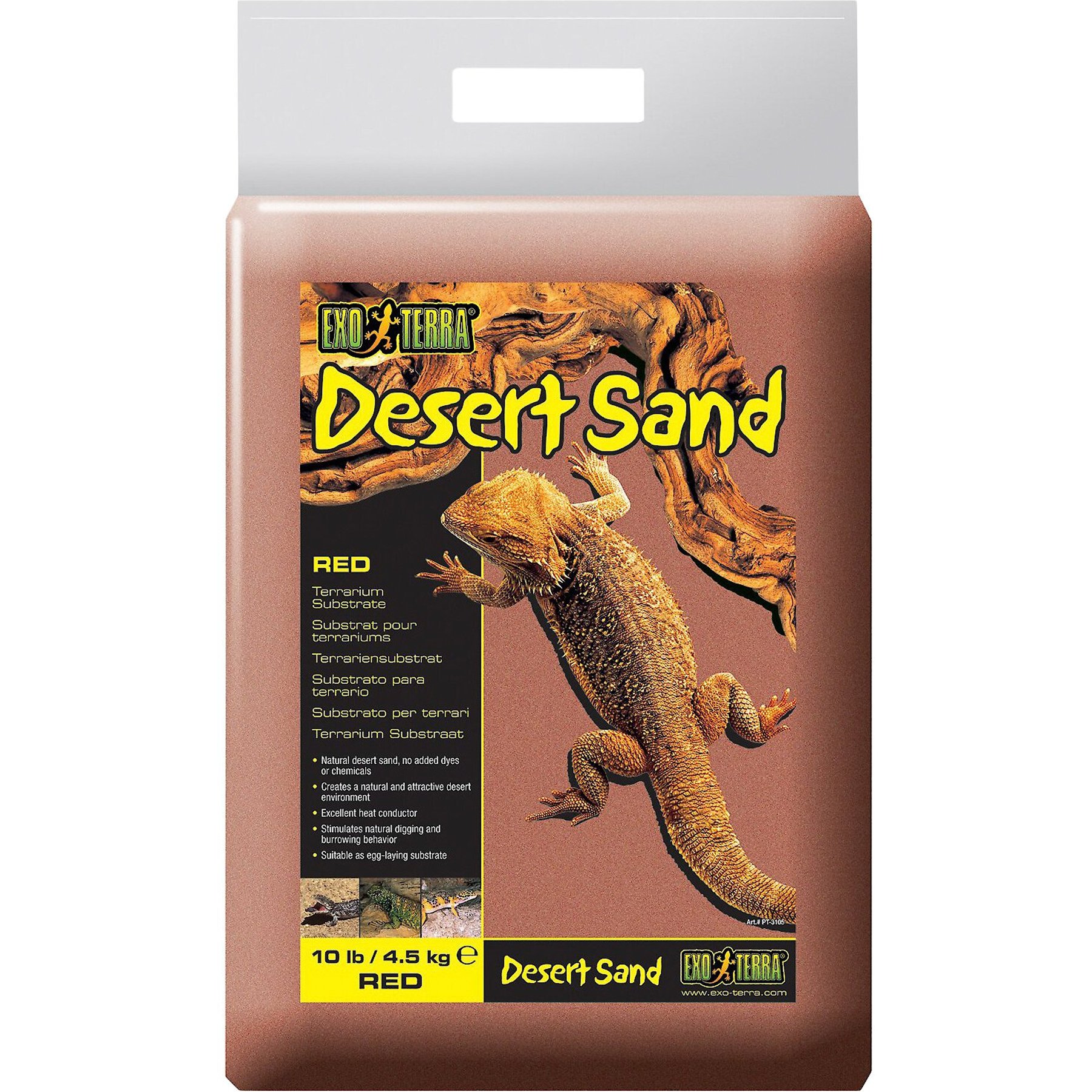 Exo Terra Desert Sand Terrarium Reptile Substrate, Red, 10-lb bag