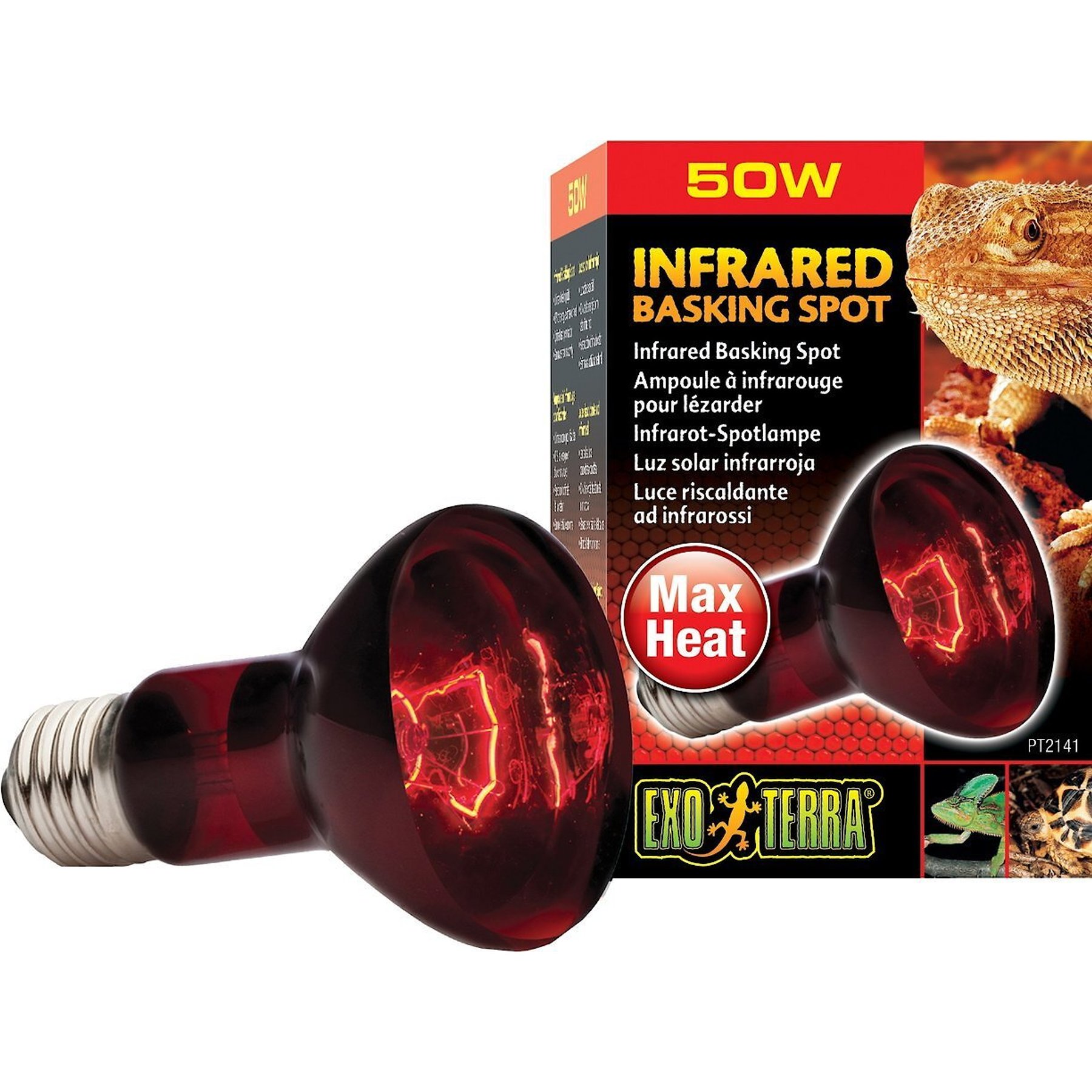 Exo Terra Infrared Basking Reptile Spot Lamp, 50-w bulb, 3 count