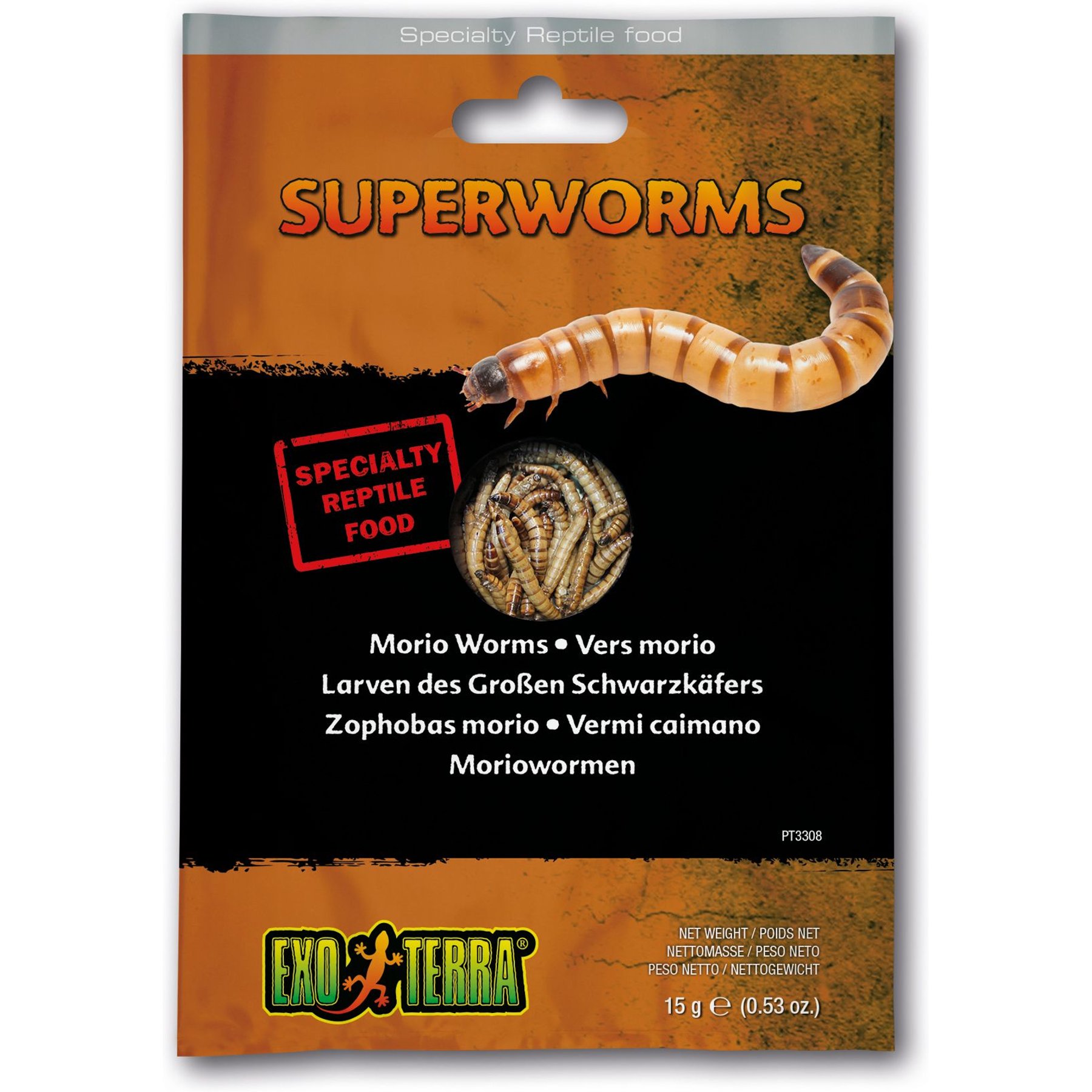 Exo Terra Superworms Vacuum Packed Reptile Food, 0.53-oz bag