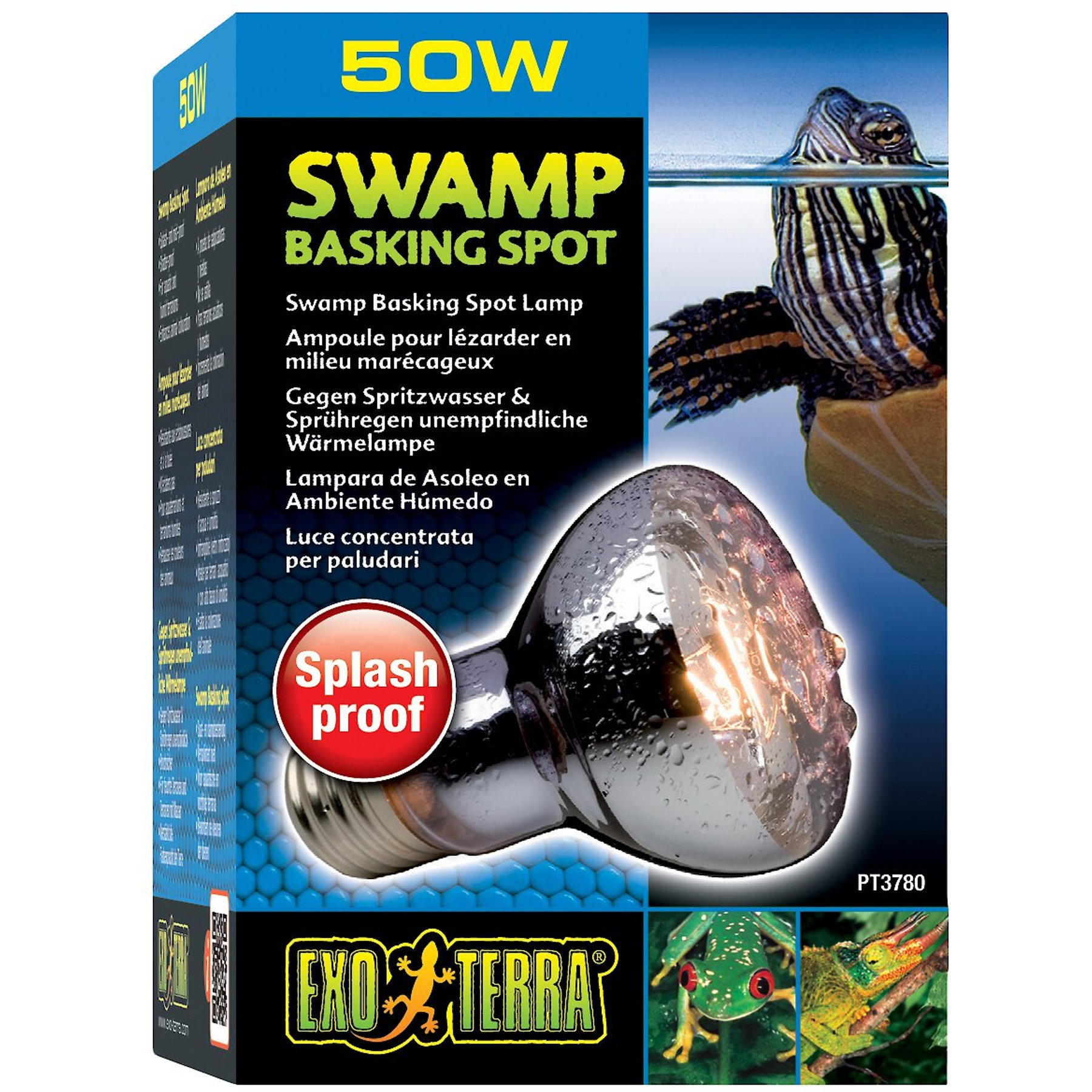 Exo Terra Swamp Basking Splash Proof Reptile Spot Lamp, 50-w bulb, 3 count