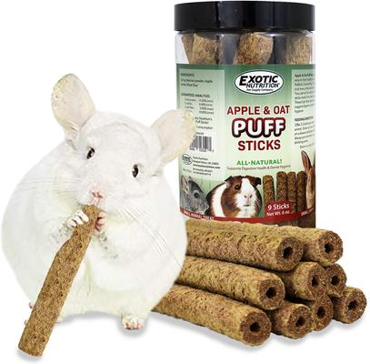 Show full view: Exotic Nutrition Apple & Oat Puff Sticks Rabbit Treats, 9 count slide 5 of 7