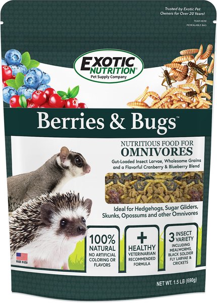Exotic Nutrition Berries & Bugs Sugar Glider & Hedgehog Food, 1.5-lb bag