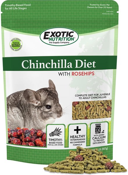 Exotic Nutrition Chinchilla Diet with Rose Hips Small-Pet Food, 2-lb bag