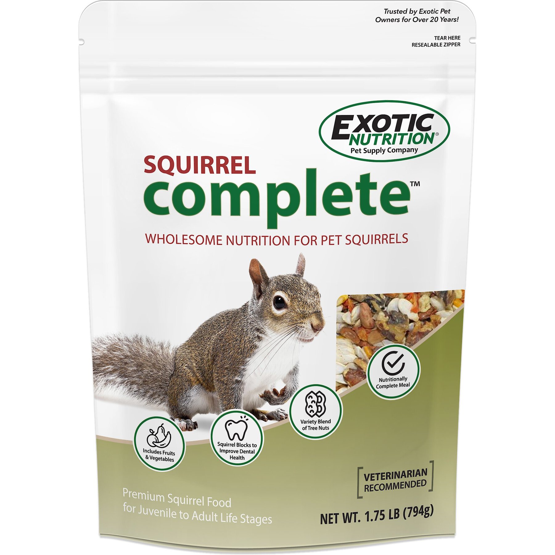 Exotic Nutrition Squirrel Complete Squirrel Food, 1.75-lb bag