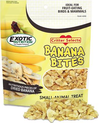 Show full view: Exotic Nutrition Critter Selects Banana Bites Bird & Small Animal Treats, 2.75-oz bag slide 3 of 4