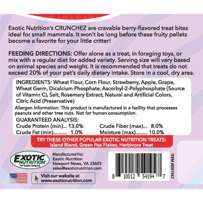 Show full view: Exotic Nutrition Critter Selects Crunchez Berry Blend Recipe Small Animal Treats, 2.5-oz bag slide 4 of 6