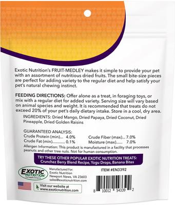 Show full view: Exotic Nutrition Critter Selects Fruit Medley Small Animal Treats, 4-oz bag slide 2 of 8