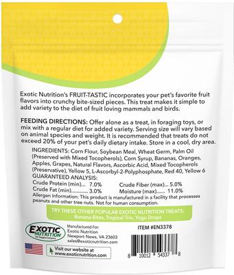Show full view: Exotic Nutrition Critter Selects Fruit-Tastic Small Animal Treats, 2-oz bag slide 2 of 6
