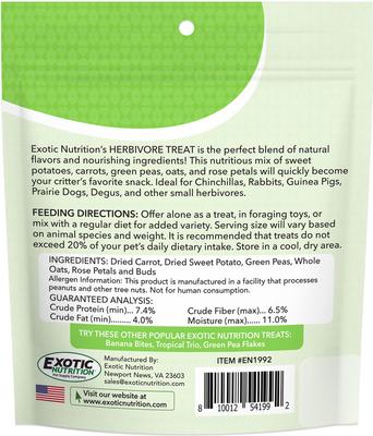 Show full view: Exotic Nutrition Critter Selects Herbivore Small Animal Treats, 3-oz bag slide 2 of 5